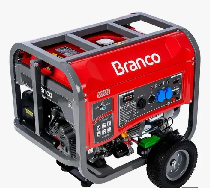 Gerador de energia Branco portátil, na cor vermelha, sobre rodas